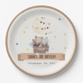 Schattigee gedempte Teddy heteluchtballon Kids Ver Papieren Bordje (Voorkant)