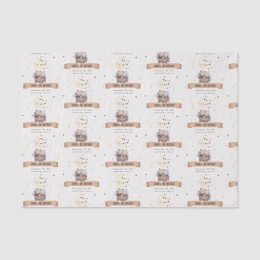 Schattigee gedempte Teddy heteluchtballon Kids Ver Tissuepapier (Voorkant)