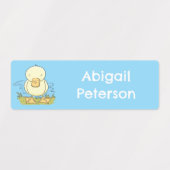 Schattigee geel baby eendje cartoon gepersonalisee labels (Design 2)