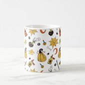 Schattigee Geel en Groen Boo Halloween Patroon Mok (Center)