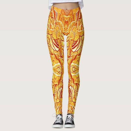 Schattigee geel getextureerde "Ratti_Creative_Arts Leggings (Voorkant)
