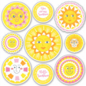Schattigee Geel Glimlachende Zonneschijn Vinyl Sti Sticker (Voorkant)