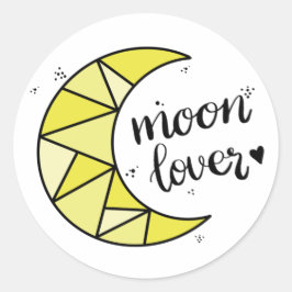 Schattigee Geel Moon Lover Geometrische Moon Ronde Sticker