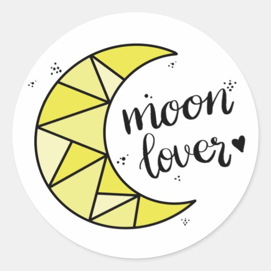 Schattigee Geel Moon Lover Geometrische Moon Ronde Sticker (Voorkant)