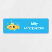 Schattigee geel onderzeese vis cartoon gepersonali labels (Design 1)