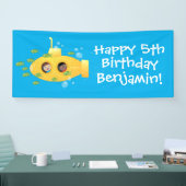 Schattigee geel onderzeese vis cartoon gepersonali spandoek (Beurs)