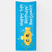 Schattigee geel onderzeese vis cartoon gepersonali spandoek (Verticaal)