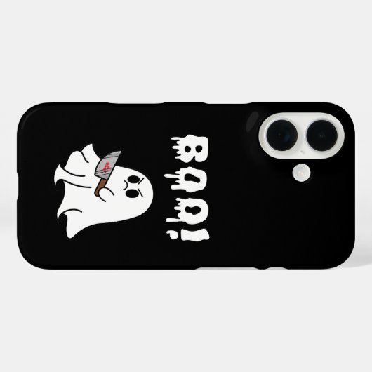 Schattigee geest "Boe!" Halloween iPhone case (Achterkant (horizontaal))