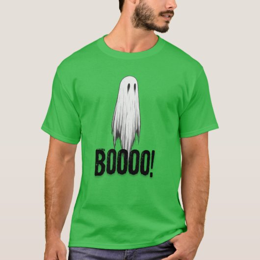 Schattigee geest "Boooo!" Halloween T-shirt (Voorkant)