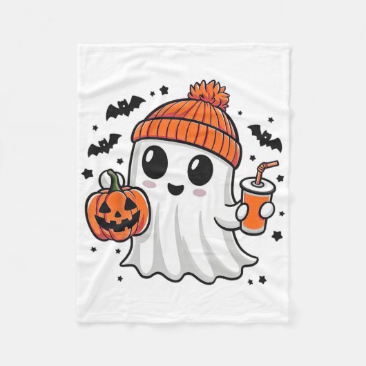Schattigee geest Drink pompoensap Halloween Ghost Fleece Deken (Voorkant)
