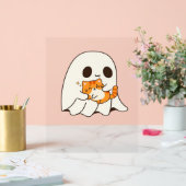 Schattigee geest en kat, Gift Halloween Classic T- Acryl Bord (Huwelijk)