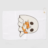 Schattigee geest en kat, Gift Halloween Classic T- Golfhanddoek (Horizontaal)