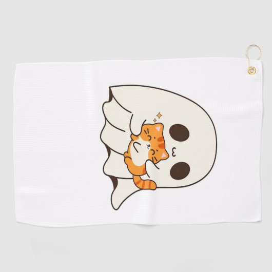 Schattigee geest en kat, Gift Halloween Classic T- Golfhanddoek (Horizontaal)