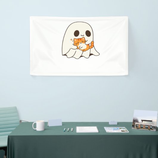 Schattigee geest en kat, Gift Halloween Classic T- Spandoek (Beurs)