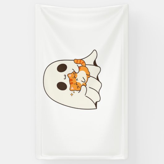 Schattigee geest en kat, Gift Halloween Classic T- Spandoek (Verticaal)