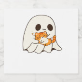 Schattigee geest en kat, Gift Halloween Classic T- Sparkling Wijnetiket (Enkel label)