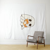 Schattigee geest en kat, Gift Halloween Classic T- Wandkleed (In Situ (horizontaal))