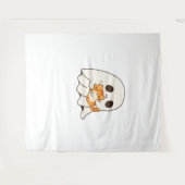 Schattigee geest en kat, Gift Halloween Classic T- Wandkleed (Voorkant (horizontaal))