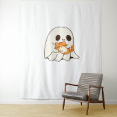 Schattigee geest en kat, Gift Halloween Classic T- Wandkleed (In situ)