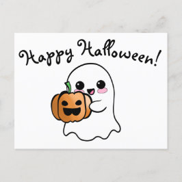 Schattigee geest en pompoen blij Halloween Briefkaart