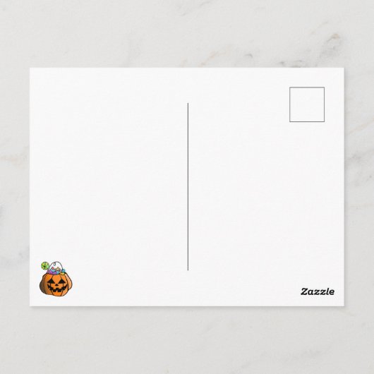 Schattigee geest en pompoen blij Halloween Briefkaart (Achterkant)