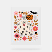 Schattigee geest en pompoen Bloemen Spooky Acryl Bord (Voorkant)