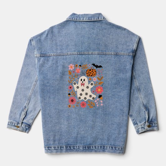 Schattigee geest en pompoen Bloemen Spooky Denim Jacket (Achterkant)