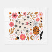 Schattigee geest en pompoen Bloemen Spooky Fleece Deken (Voorkant (Horizontaal))