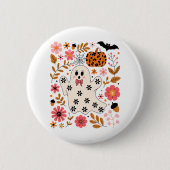 Schattigee geest en pompoen Bloemen Spooky Ronde Button 5,7 Cm (Voorkant)