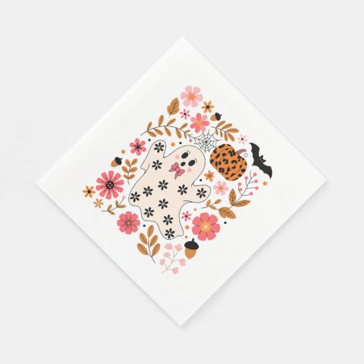 Schattigee geest en pompoen Bloemen Spooky Servet (Hoek)