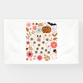 Schattigee geest en pompoen Bloemen Spooky Spandoek (Horizontaal)