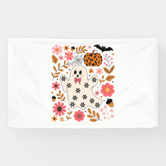 Schattigee geest en pompoen Bloemen Spooky Spandoek