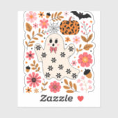 Schattigee geest en pompoen Bloemen Spooky Sticker (Vel)