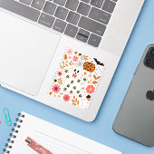 Schattigee geest en pompoen Bloemen Spooky Sticker (Laptop met iPhone)
