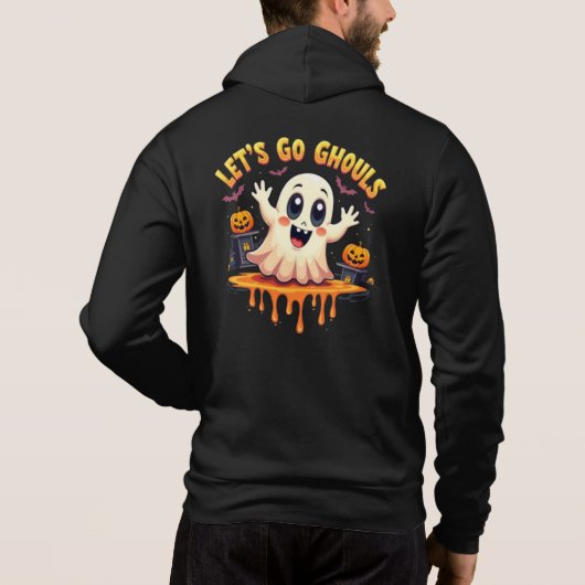 Schattigee geest en pompoen "Happy Halloween" Hudd Hoodie (Achterkant)