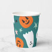 Schattigee geest en pompoenen Halloween Paper Cup Papieren Bekers (Achterkant)