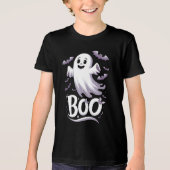 Schattigee geest en vleermuizen 'Boo' Halloween Tri-Blend Shirt (Voorkant)
