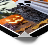 Schattigee geest en zwarte kat grappige Halloween Poster (Hoek)