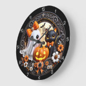 Schattigee geest en zwarte kat grote klok (Hoek)