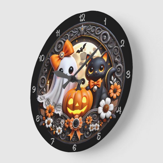 Schattigee geest en zwarte kat grote klok (Hoek)