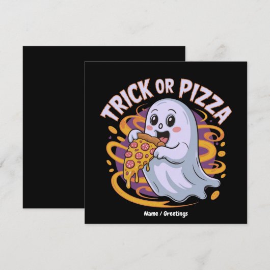 Schattigee geest eten pizza plezier griezelige tru kaart (Voorkant / Achterkant)