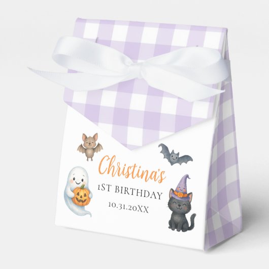 Schattigee geest Halloween 1e verjaardag Bedankdoosjes (Voorkant Zijde)