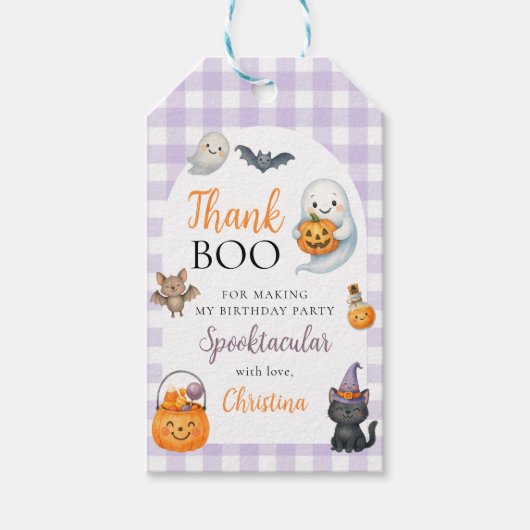 Schattigee geest Halloween 1e verjaardag Cadeaulabel (Voorkant)