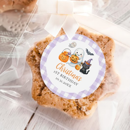 Schattigee geest Halloween 1e verjaardag Ronde Sticker