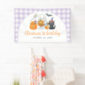 Schattigee geest Halloween 1e verjaardag Spandoek (Insitu)