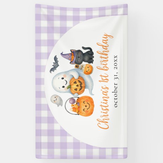 Schattigee geest Halloween 1e verjaardag Spandoek (Verticaal)