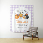 Schattigee geest Halloween 1e verjaardag Wandkleed (In situ)