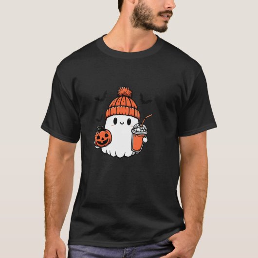 Schattigee geest Halloween 2024 koffiebougie ghost T-shirt (Voorkant)