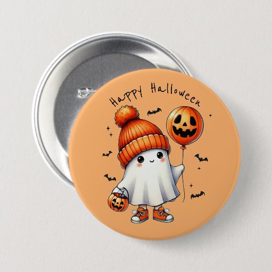 Schattigee geest Halloween Button (Voorkant /achterkant)