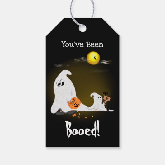 Schattigee geest Halloween Je bent uitgejouwd Gift Cadeaulabel (Voorkant)